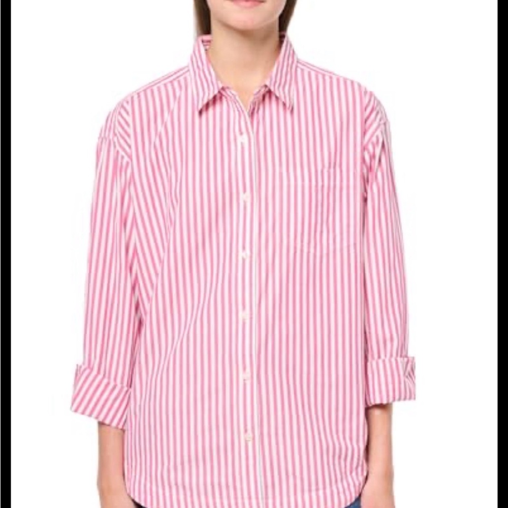 Lucky Brand Pink & White Striped Cotton Button-Down Shirt